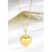 LDR24417 S925純銀立體光面愛心項鏈