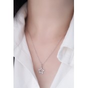 LDR24419 S925純銀鋯石五角星項鏈