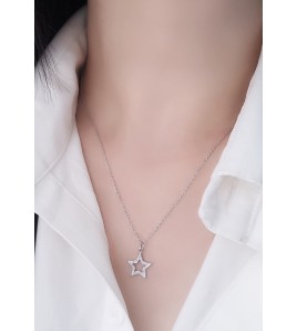 LDR24419 S925純銀鋯石五角星項鏈