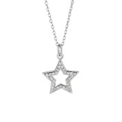 LDR24419 S925純銀鋯石五角星項鏈