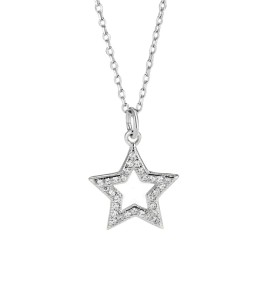 LDR24419 S925純銀鋯石五角星項鏈