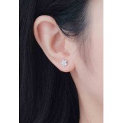 LDR25119_11 S925純銀小鑽花朵梅花耳環