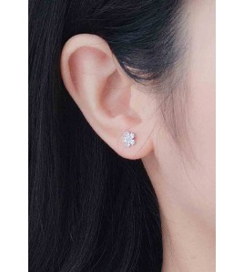 LDR25119_11 S925純銀小鑽花朵梅花耳環