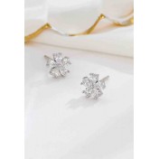 LDR25119_11 S925純銀小鑽花朵梅花耳環