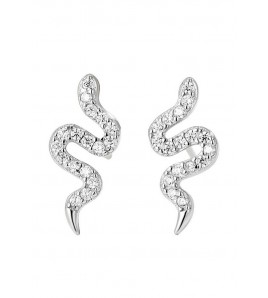 LDR25121_11 S925純銀鋯石小靈蛇耳環