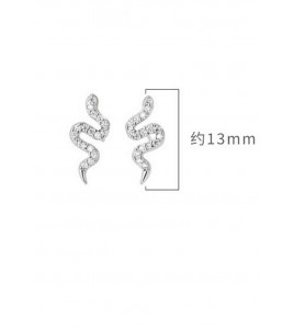 LDR25121_11 S925純銀鋯石小靈蛇耳環