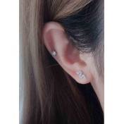 LDR25121_11 S925純銀鋯石小靈蛇耳環