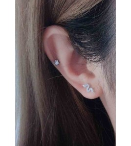 LDR25121_11 S925純銀鋯石小靈蛇耳環