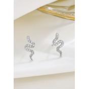 LDR25121_11 S925純銀鋯石小靈蛇耳環