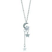 LDR4121 S925純銀星星月亮流蘇項鏈