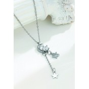 LDR4121 S925純銀星星月亮流蘇項鏈