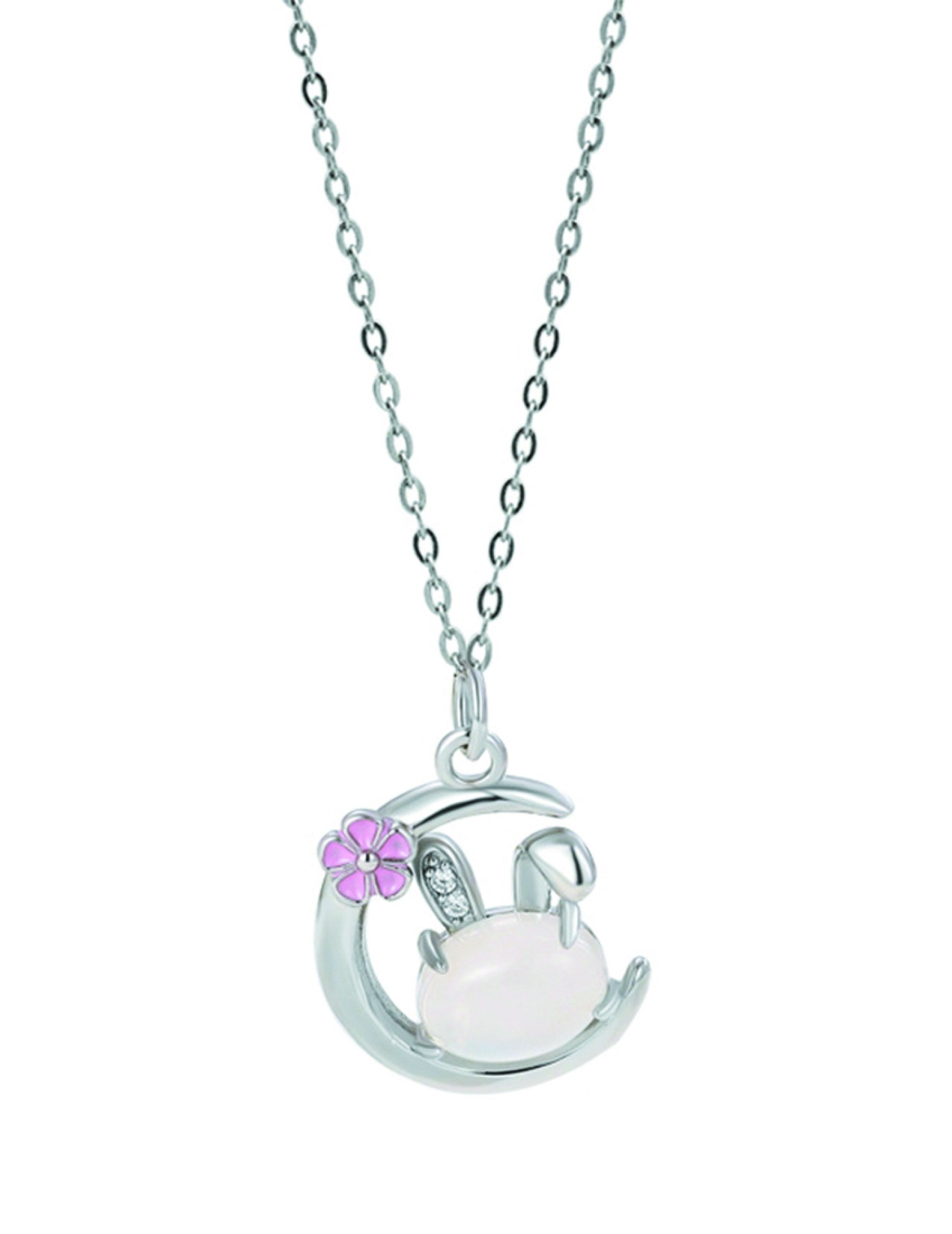 LDR4124 S925純銀月亮兔子項鏈