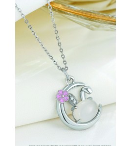 LDR4124 S925純銀月亮兔子項鏈