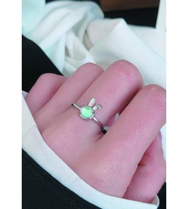 LDR4127 S925純銀復古老花兔戒指