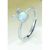 LDR4127 S925純銀復古老花兔戒指