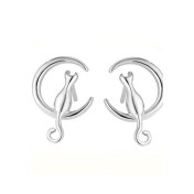 LDR4204 S925純銀月亮猫咪耳環