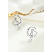 LDR4204 S925純銀月亮猫咪耳環