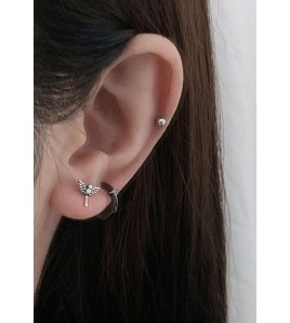 LDR4259 S925純銀十字翅膀耳環