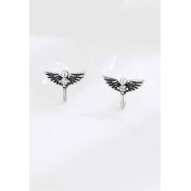 LDR4259 S925純銀十字翅膀耳環