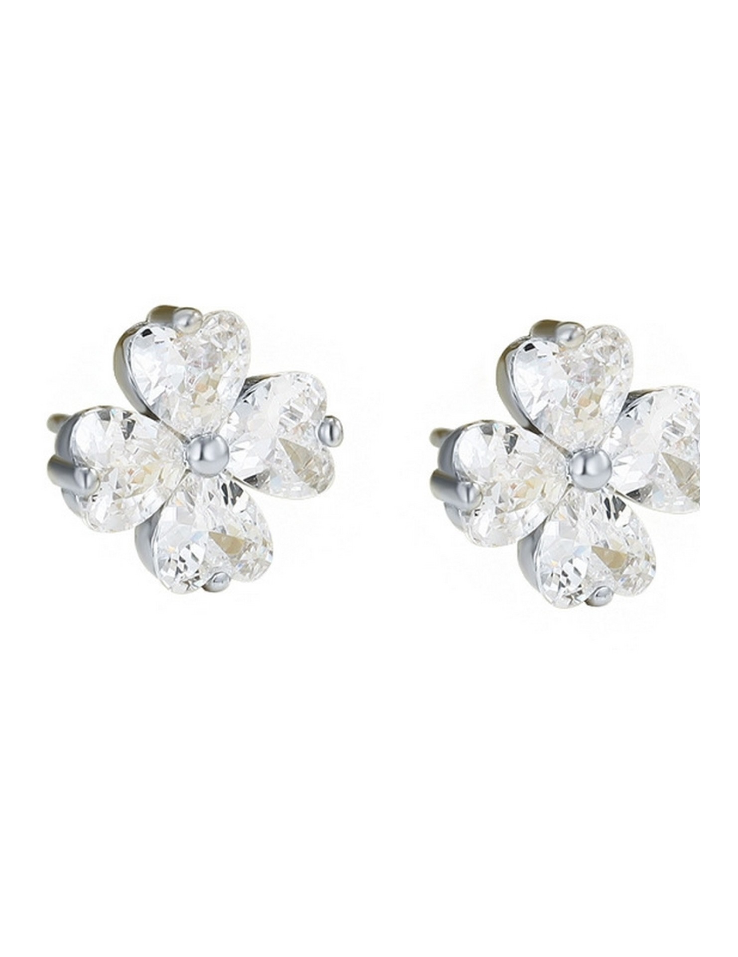 LDR4261 S925純銀心形四葉草耳環