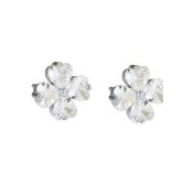 LDR4261 S925純銀心形四葉草耳環