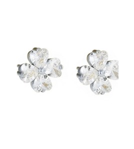 LDR4261 S925純銀心形四葉草耳環