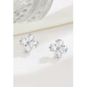 LDR4261 S925純銀心形四葉草耳環