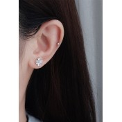 LDR4261 S925純銀心形四葉草耳環