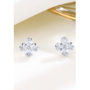 LDR4261 S925純銀心形四葉草耳環