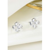 LDR4261 S925純銀心形四葉草耳環