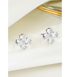 LDR4261 S925純銀心形四葉草耳環