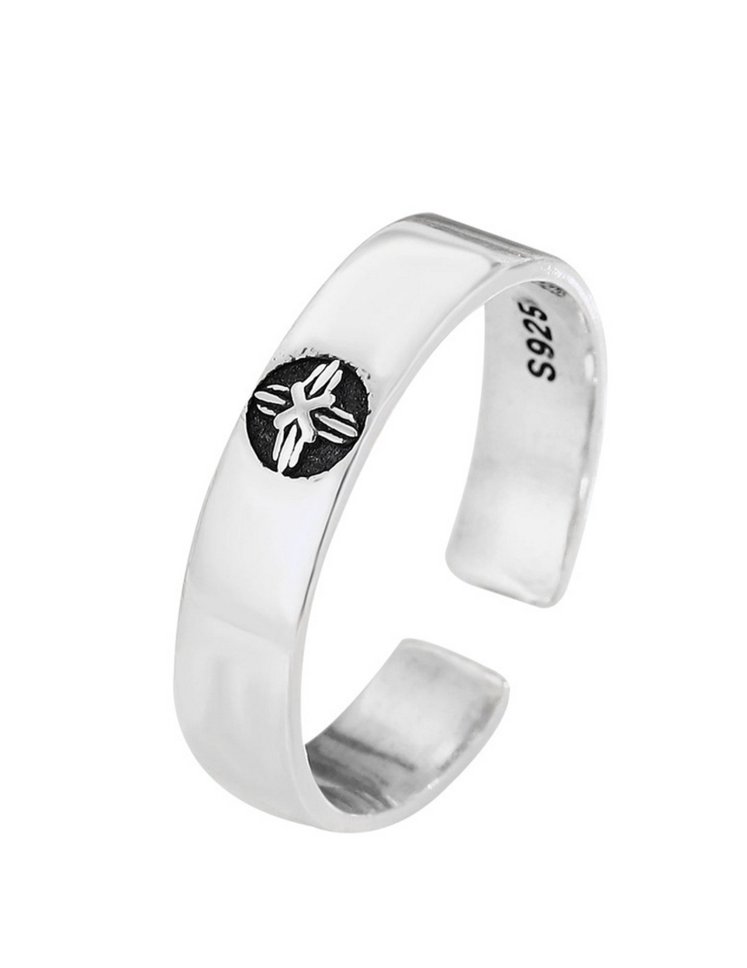 LDR4270 S925純銀十字架光面戒指