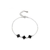 LDR6201 S925純銀滴釉黑色四葉草手鏈