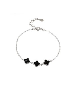 LDR6201 S925純銀滴釉黑色四葉草手鏈