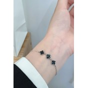 LDR6201 S925純銀滴釉黑色四葉草手鏈