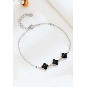 LDR6201 S925純銀滴釉黑色四葉草手鏈