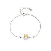 LDR6203 S925純銀方塊水晶手鏈