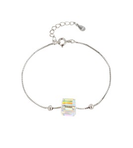 LDR6203 S925純銀方塊水晶手鏈