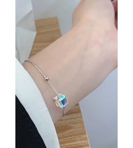 LDR6203 S925純銀方塊水晶手鏈