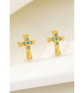 LDR6210 S925純銀十字架耳環