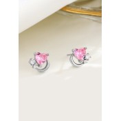 LDR6212 S925純銀愛心月亮耳環