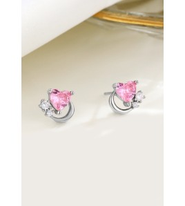 LDR6212 S925純銀愛心月亮耳環