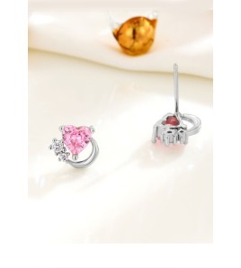 LDR6212 S925純銀愛心月亮耳環