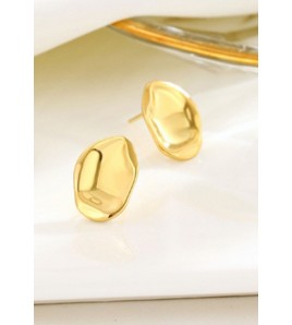 LDR6215 S925純銀不規則光面耳環