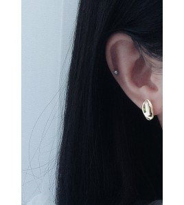 LDR6215 S925純銀不規則光面耳環