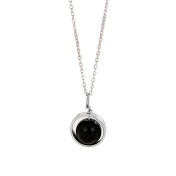 LDR6223B S925純銀地球儀黑瑪瑙項鏈