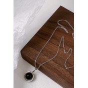 LDR6223B S925純銀地球儀黑瑪瑙項鏈