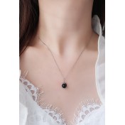 LDR6223B S925純銀地球儀黑瑪瑙項鏈