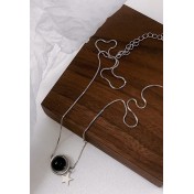 LDR6223S S925純銀地球儀黑瑪瑙星星項鏈