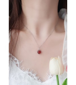 LDR6226B S925純銀地球儀黑瑪瑙項鏈